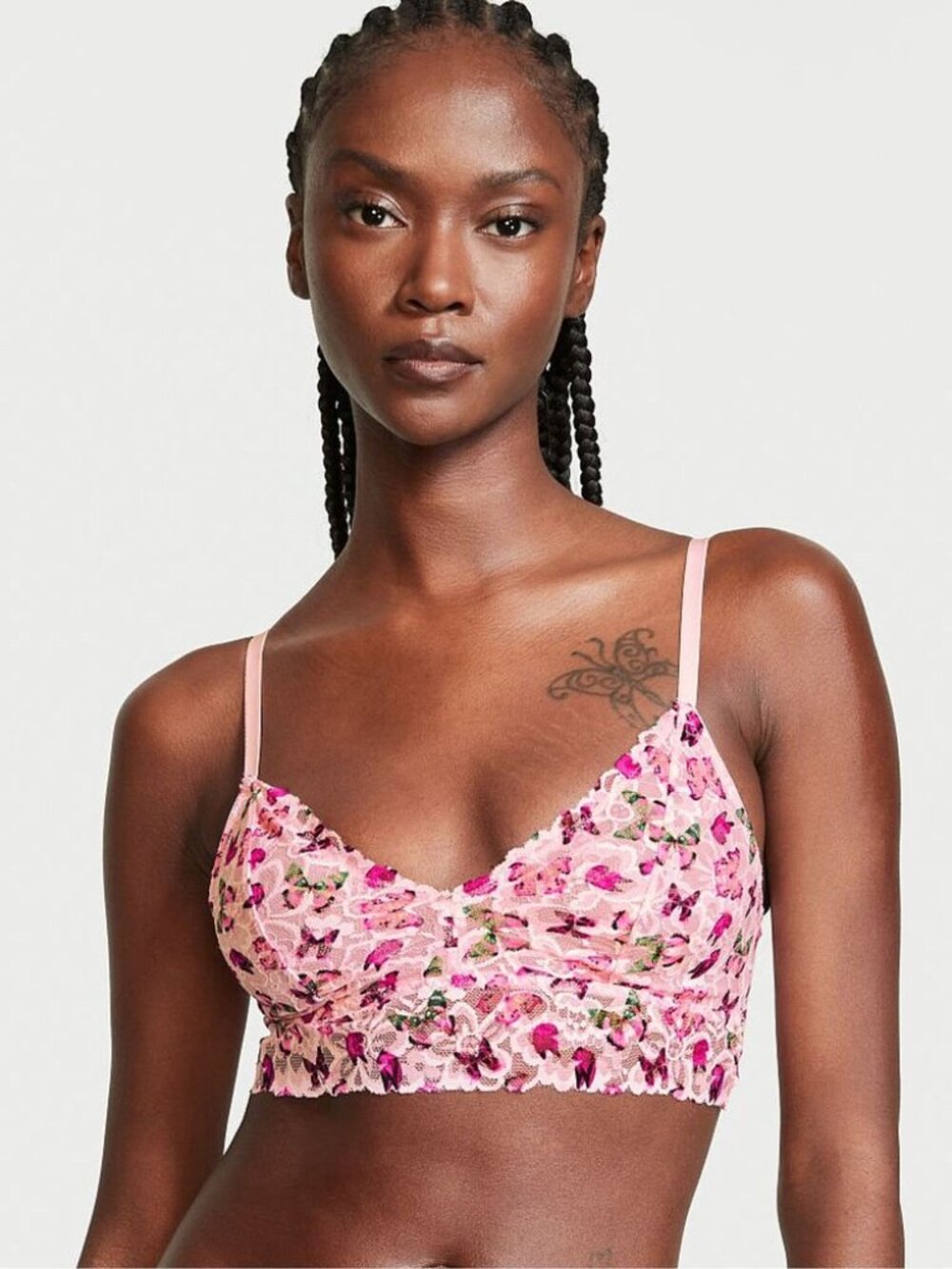 Victoria's Secret Angel Pink Flutter Lace Butterfly 🦋 Bralette. Size L.